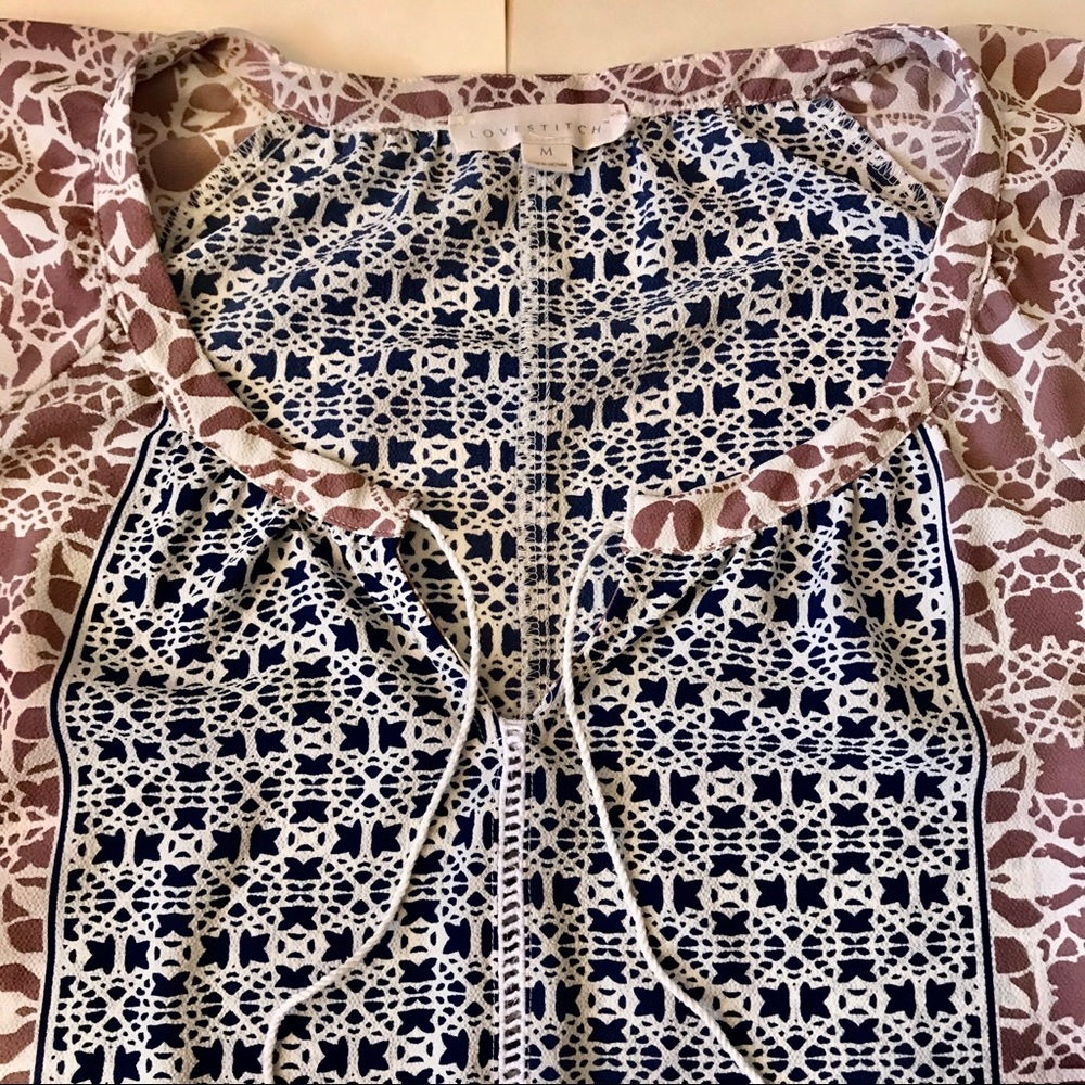 Lovestitch 3/4 sleeve tassel tie blouse - Picture 4 of 8